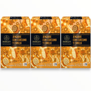 Horley infusión de jengibre con cúrcuma y canela - set de 3 cajitas de 20 sobres